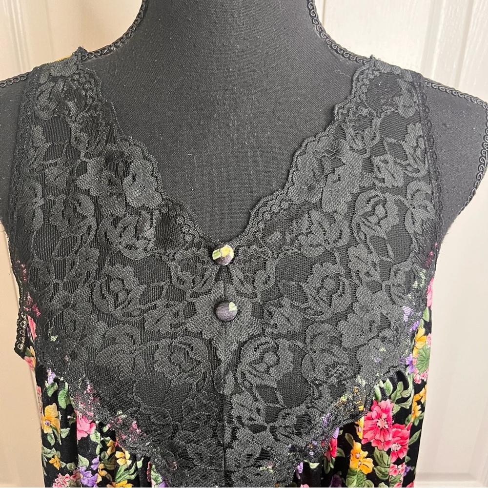 Vintage 80s-90s Vassarette Slip Nightgown Lace Sz M Floral Lingerie Cottagecore - Picture 2 of 7